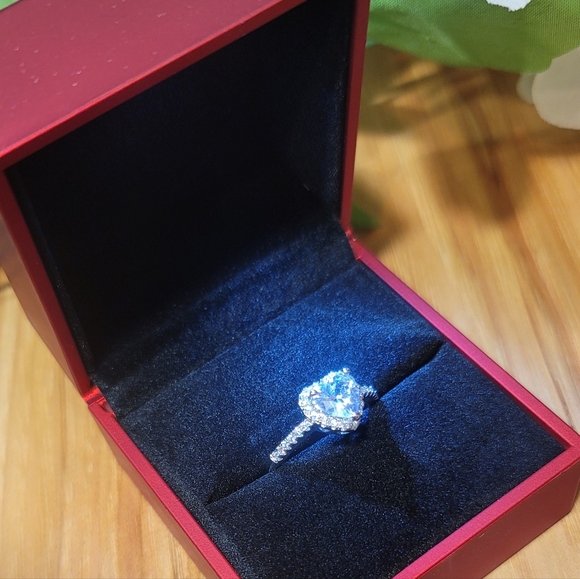 925 Sterling Silver Proposal Ring for Women,Heart,CertifiedTibetan,Engagement - Picture 7 of 8